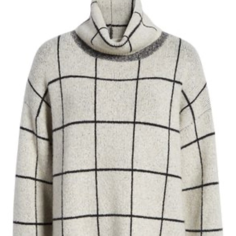 Madewell Grey and Black Windowpane Sweater